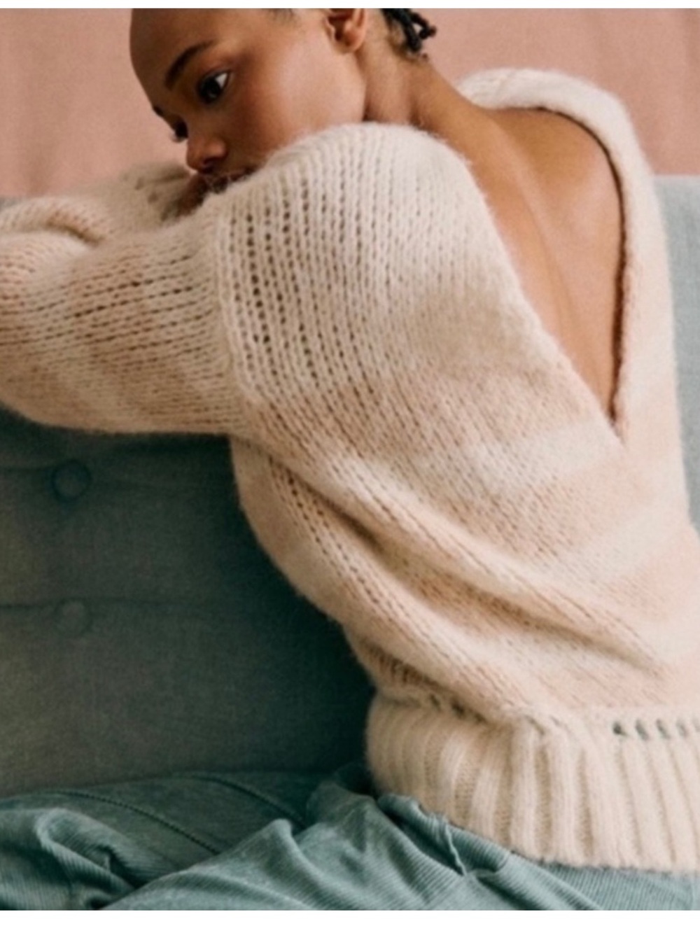 Sezane Lysandre Knit Jumper Sweater in Ecru Camel size Medium $198